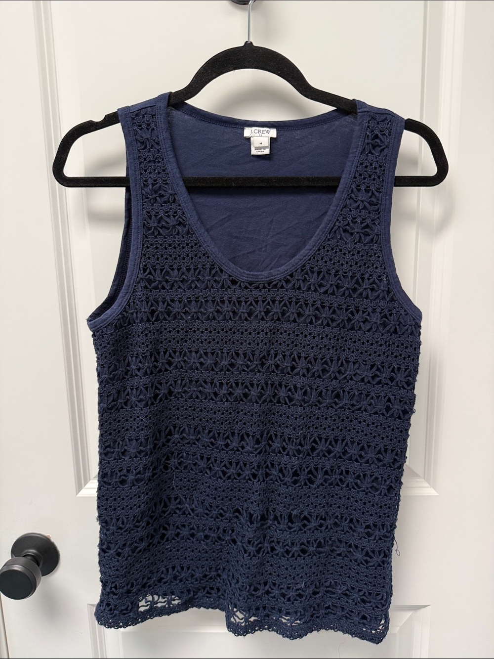 J. Crew Navy Crochet Knit Tank Top